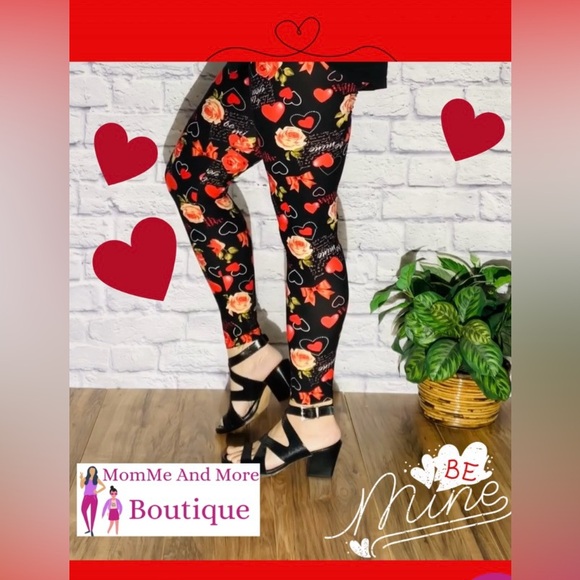 ❤️OS NEW Womens Valentines Day Heart Be Mine Love Leggings, Soft Yoga Pants - Picture 7 of 14